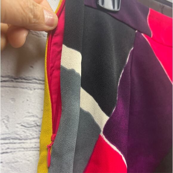 Ann Taylor Loft Pathwork Western Multicolor Geometric Women Flowy Skirt Size 0 - Picture 3 of 6